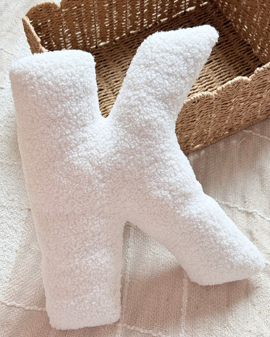 Coussin initial en tissu bouclette